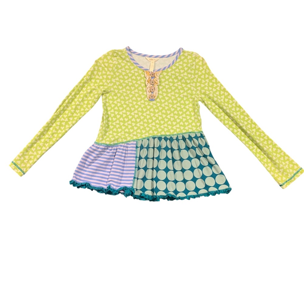 Matilda Jane Girls Long Sleeve Peplum Top Stripes Polka Dots Stripes Size 12